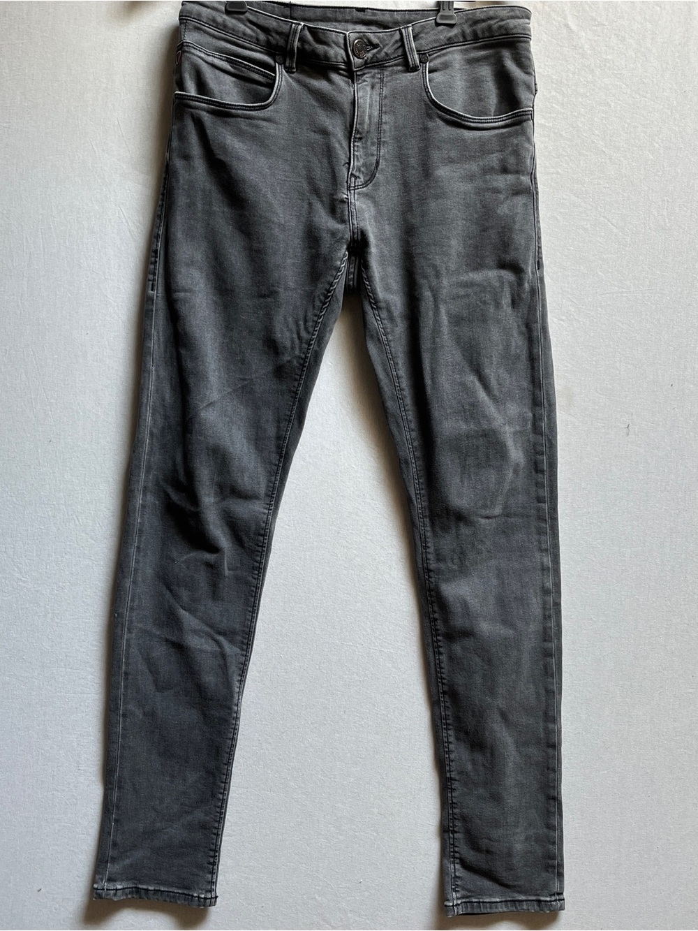 Strellson Ramone Grey Slim Fit Denim Jeans Size 32 Leather Patch